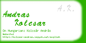 andras kolcsar business card
