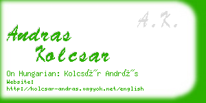 andras kolcsar business card